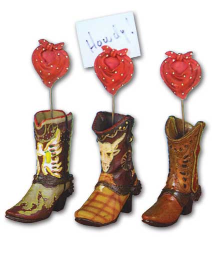 Cowboy Boots Tag Holder 4.5"H