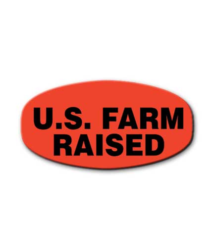 U.S. FARM RAISED Self-Adhesive Label 1.4375"L x .75"H