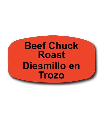 BEEF CHUCK ROAST Bilingual Self-Adhesive Label