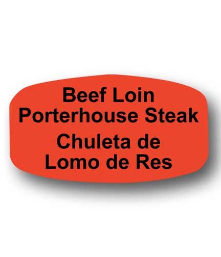 BEEF LOIN PORTERHOUSE STEAK Bilingual Self-Adhesive Label