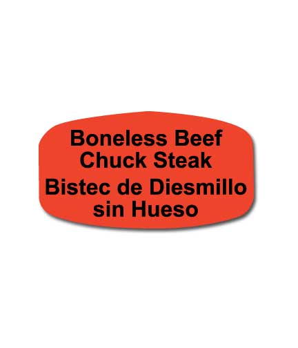 BONELESS BEEF CHUCK STEAK Bilingual Self-Adhesive Label