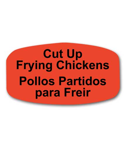 CUT UP FRYING CHICKEN Bilingual Self-Adhesive Label