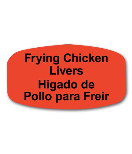 FRYING CHICKEN LIVERS Bilingual Self-Adhesive Label