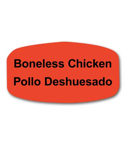 BONELESS CHICKEN Bilingual Self-Adhesive Label