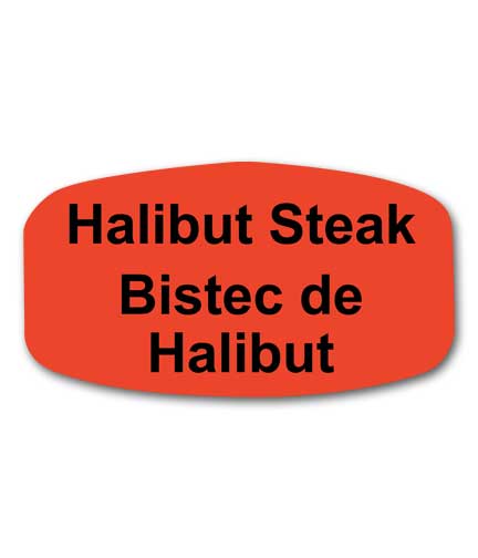 HALIBUT STEAK Bilingual Self-Adhesive Label