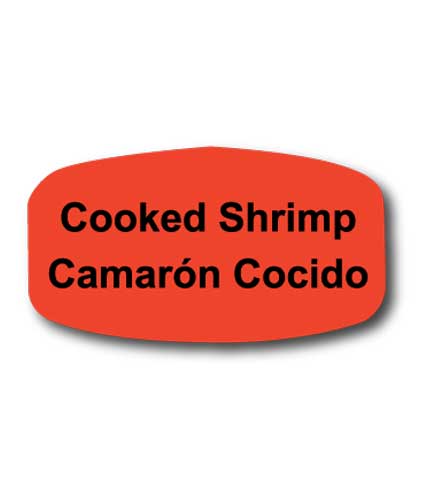 COOKED SHRIMP Bilingual Self-Adhesive Label