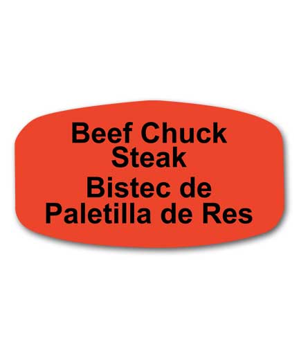 BEEF CHUCK STEAK Bilingual Self-Adhesive Label