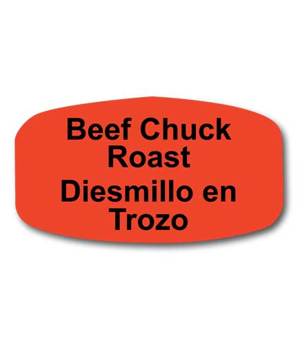 BEEF CHUCK 7-BONE STEAK Bilingual Self-Adhesive Label
