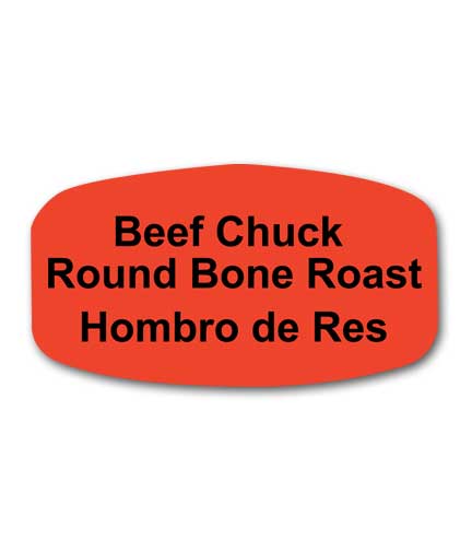 BEEF CHUCK ROUND BONE ROAST Bilingual Self-Adhesive Label