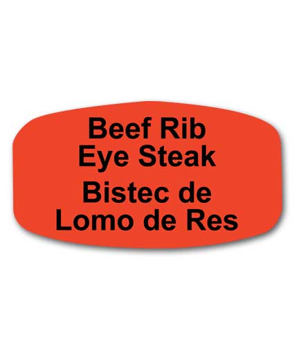 BEEF RIB EYE STEAK Bilingual Self-Adhesive Label