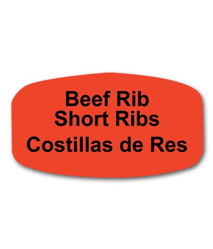 BEEF RIB SHORT RIBS Bilingual Self-Adhesive Label