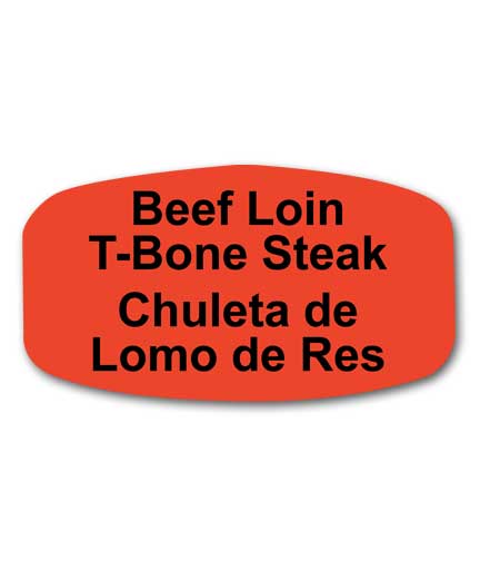 BEEF LOIN T-BONE STEAK Bilingual Self-Adhesive Label
