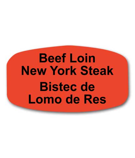 BEEF LOIN NEW YORK STEAK Bilingual Self-Adhesive Label
