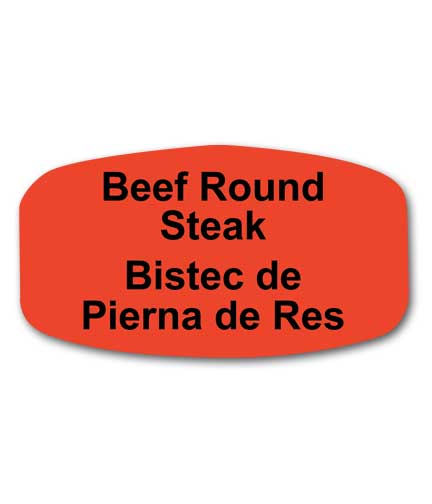 BEEF ROUND STEAK Bilingual Self-Adhesive Label