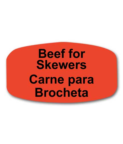 BEEF FOR SKEWERS Bilingual Self-Adhesive Labels