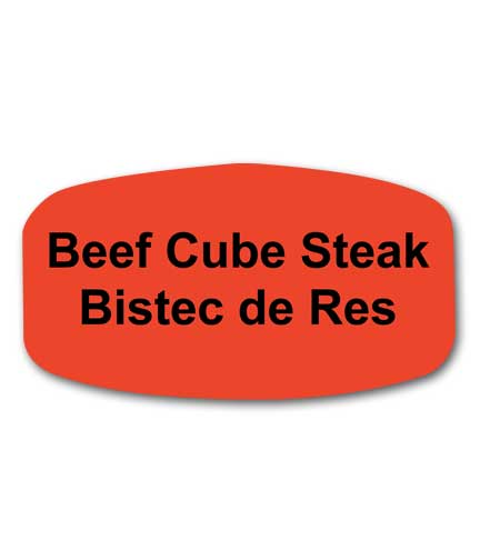BEEF CUBE STEAK Bilingual Self-Adhesive Label