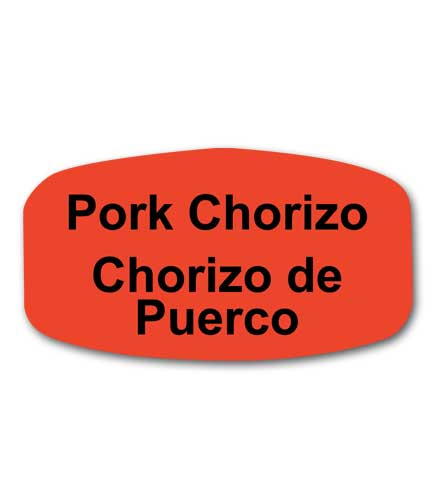 PORK CHORIZO Bilingual Self-Adhesive Label