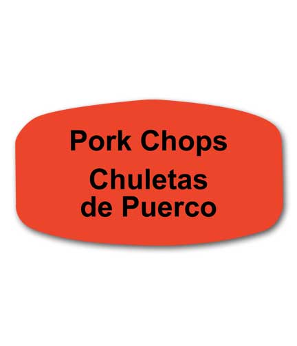 PORK CHOPS Bilingual Self-Adhesive Label