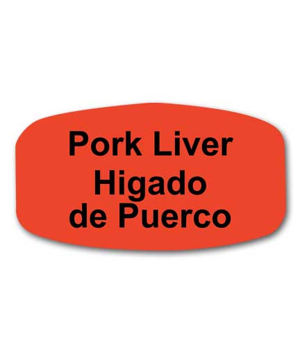 PORK LIVERS Bilingual Self-Adhesive Label