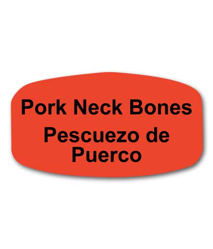 PORK NECK BONES Bilingual Self-Adhesive Label