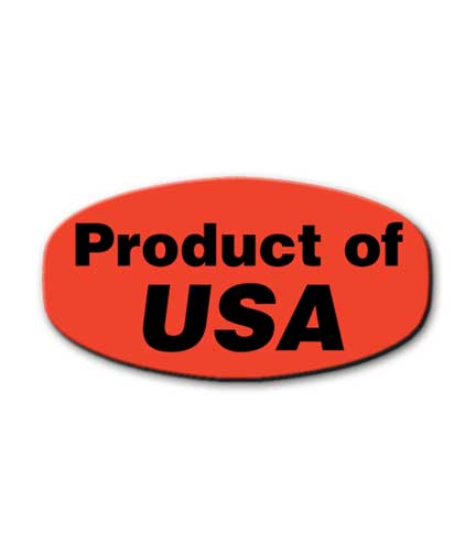 PRODUCT OF USA Day-glow Self-Adhesive Label 1.4375"L x .75"H