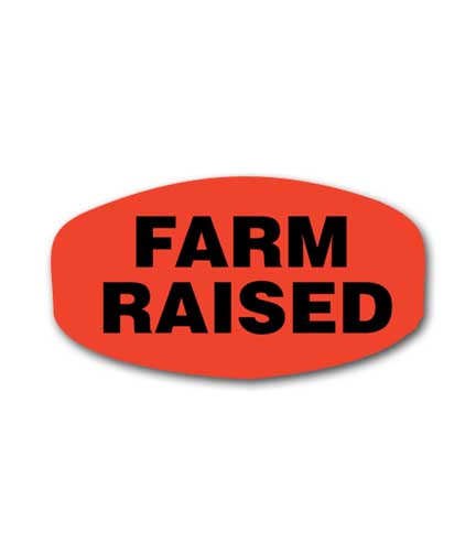 FARM RAISED Self-Adhesive Label 1.4375"L x .75"H