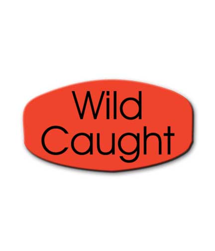 WILD CAUGHT Self-adhesive Label 1.4375"L x .75"H