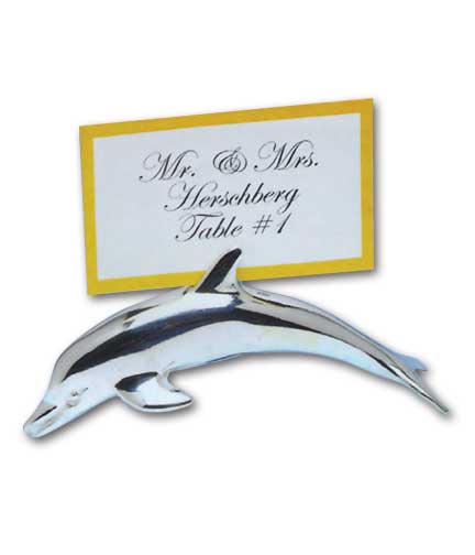 Silver Plated Dolphin Tag Holder 3"L x 1.25"H
