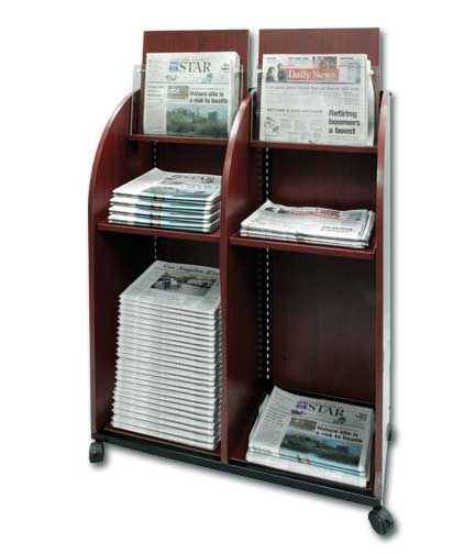 Double Wide Wood Newspaper Stand 34"L x 16"W x 44"H