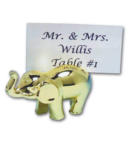 Gold PLated Elephant Tag Holder 2"L