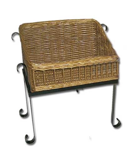 Floor Stand with Wicker Basket  22"L x 16.5"W x 27"H