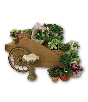 Rustic Four Shelf Floral Wagon 61"L x 40.75"W x 46"H