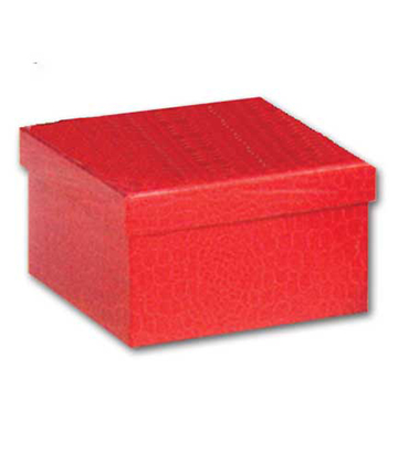 Set of Three Square Red Gourmet Gift Boxes with Lid 6.75"Sq. x 3