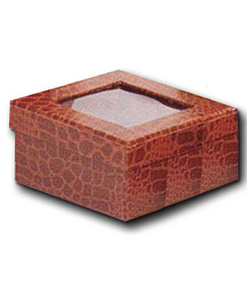 Square Brown Gourmet Box with Window Lid 4.75"Sq. x 2.25"H