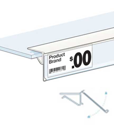 Glass Shelf Edge Label Holder with Hinge 4"L x 1.25"H