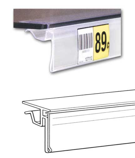 Glass Shelving Mount Tag Holder 47.75"L x 1.25"H