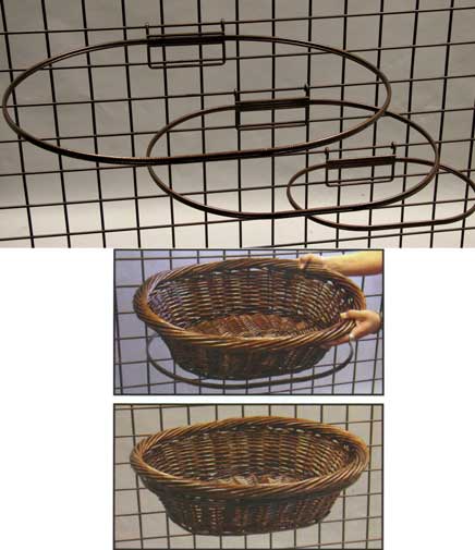 Antique Bronze Oval Grid Panel Basket Ring 16"L x 12"W
