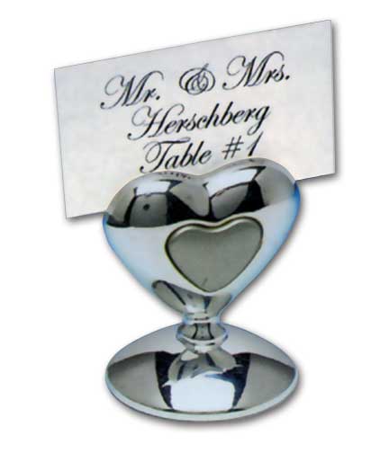 Two-Tone Silver Plated Double Heart Tag Holder 1.5"H