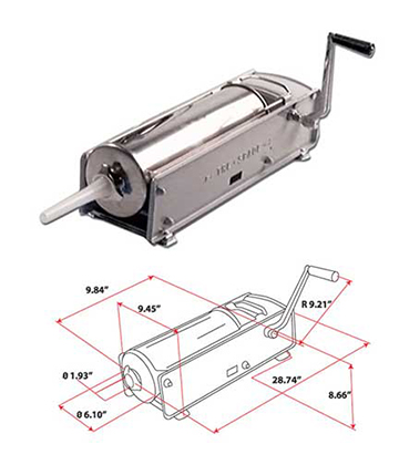 Deluxe Horizontal European Sausage Stuffer 22 LBS