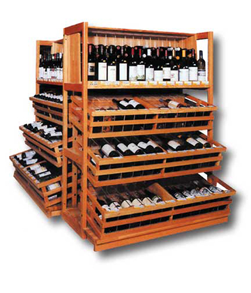 Oak Starter Wine Rack 1 Cabinet with 3 Baskets 49.5"L x 31"W x 66"H