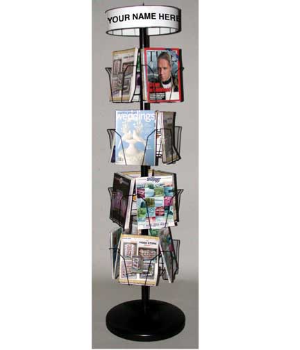 Wire Magazine 16-Pocket Spinner Rack 18" Dia, x 63"H