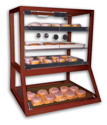 Countertop Mahogany Pastry Case with Angled Base 20.25"L x 16"W x 23"H