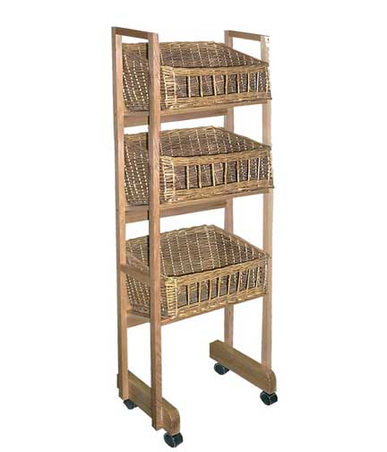 Mobile 3-Basket Bread Cart 22"L x 24"W x 60"H