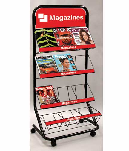 Mobile Magazine Stand 27"L x 11"W x 59"H