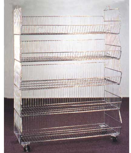 Mobile Wire 5 Basket Display Chrome 48"L x 24"W x 12"H