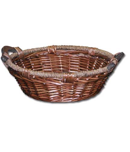 Natural Wicker Oval Basket with Handles 12" L x 8"W