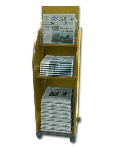 Wood Newspaper Stand Maple 17"L x 16"W x 44"H