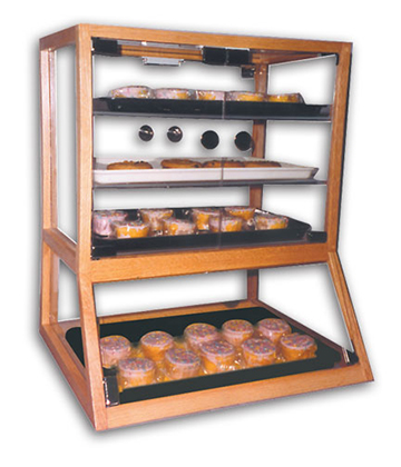 Oak Countertop Pastry Case with Angled Base 20.25"L x 16"W x 23