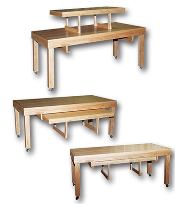 Oak Table with Hide-Away Riser 72"L x 36"W x 30"H