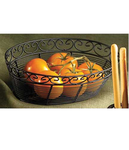 Table Top Oval Wrought Iron Basket 9"L x 6.25"W x 2.25"H